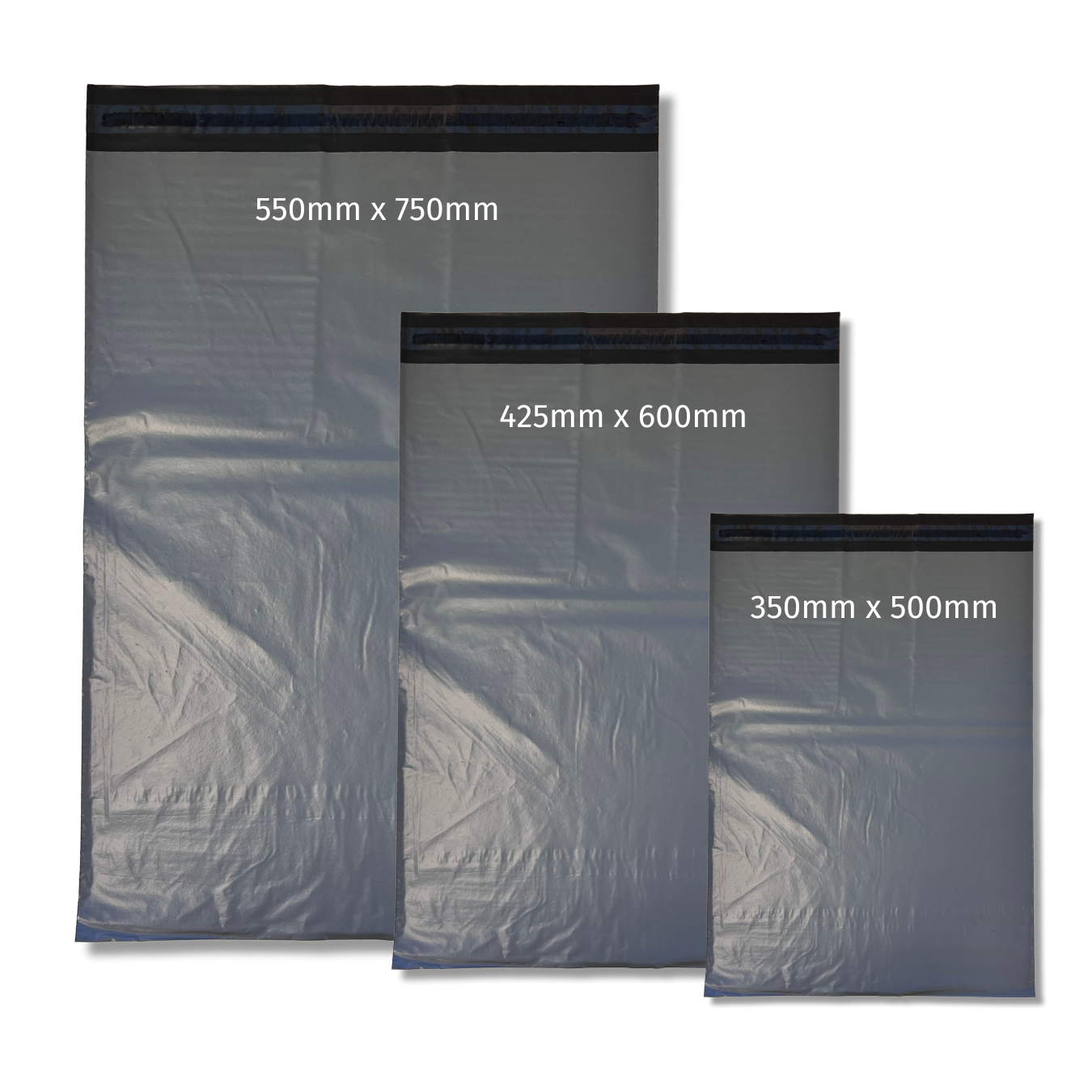 GREY MAILER BAGS WITH LIP 350MM x 500MM PK100
