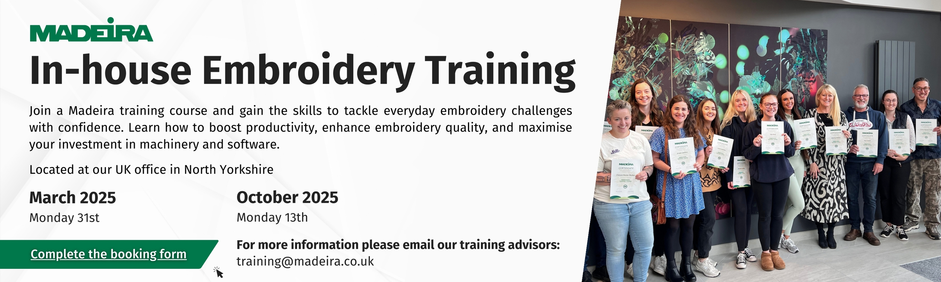 Embroidery Training Dates 2025