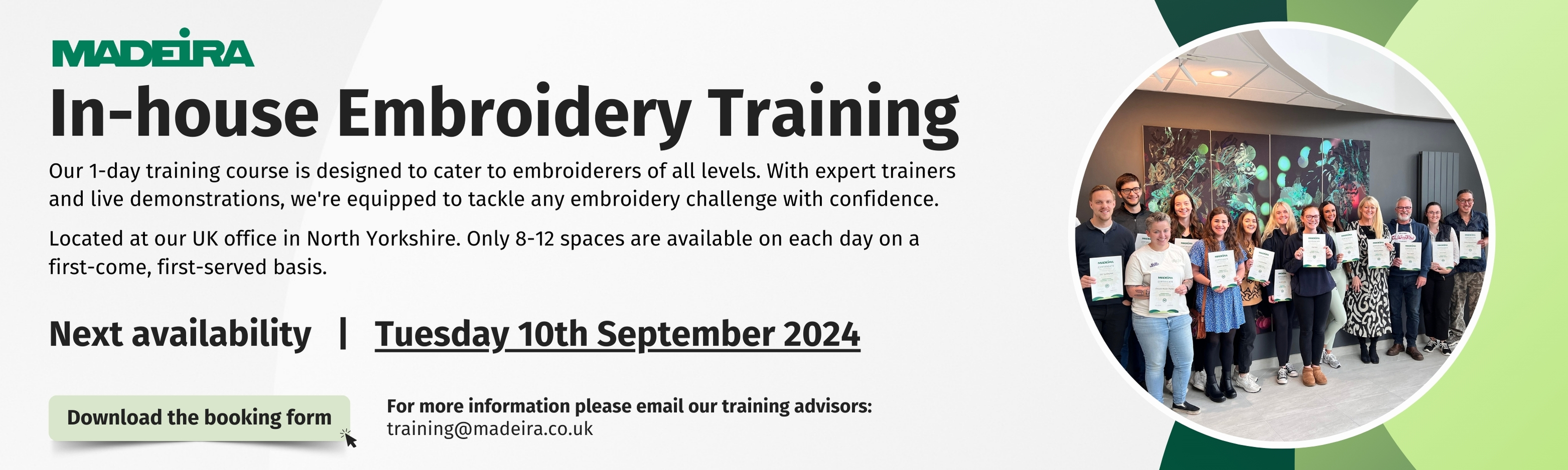 Training Course Dates April & Sept 2024