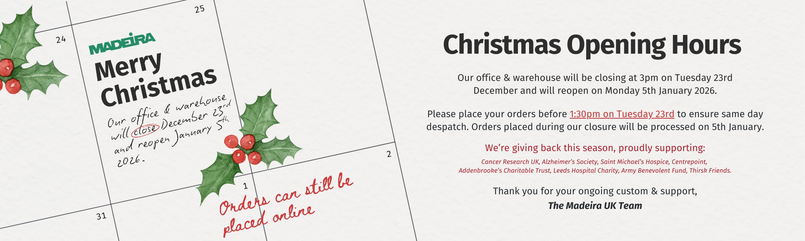 Christmas Closure 2025