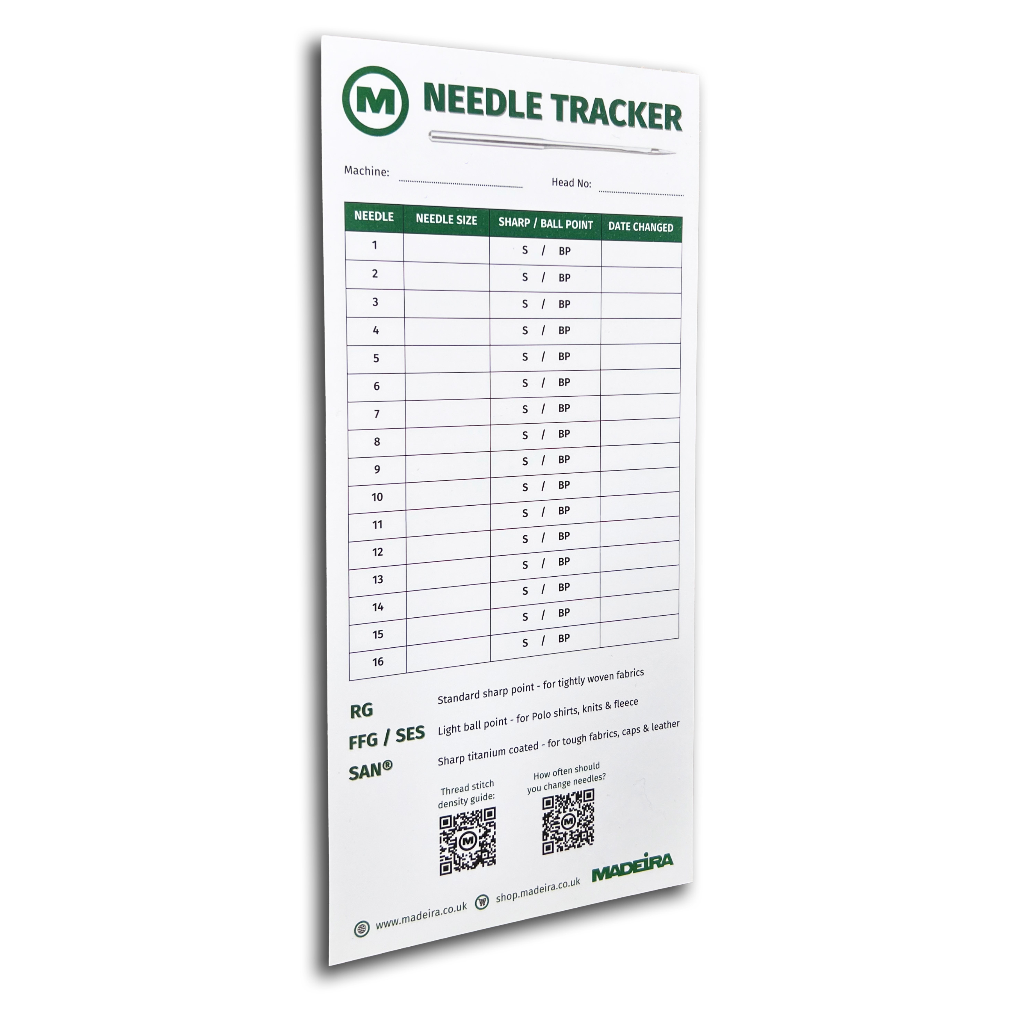 Needle Tracker Pad 50 page